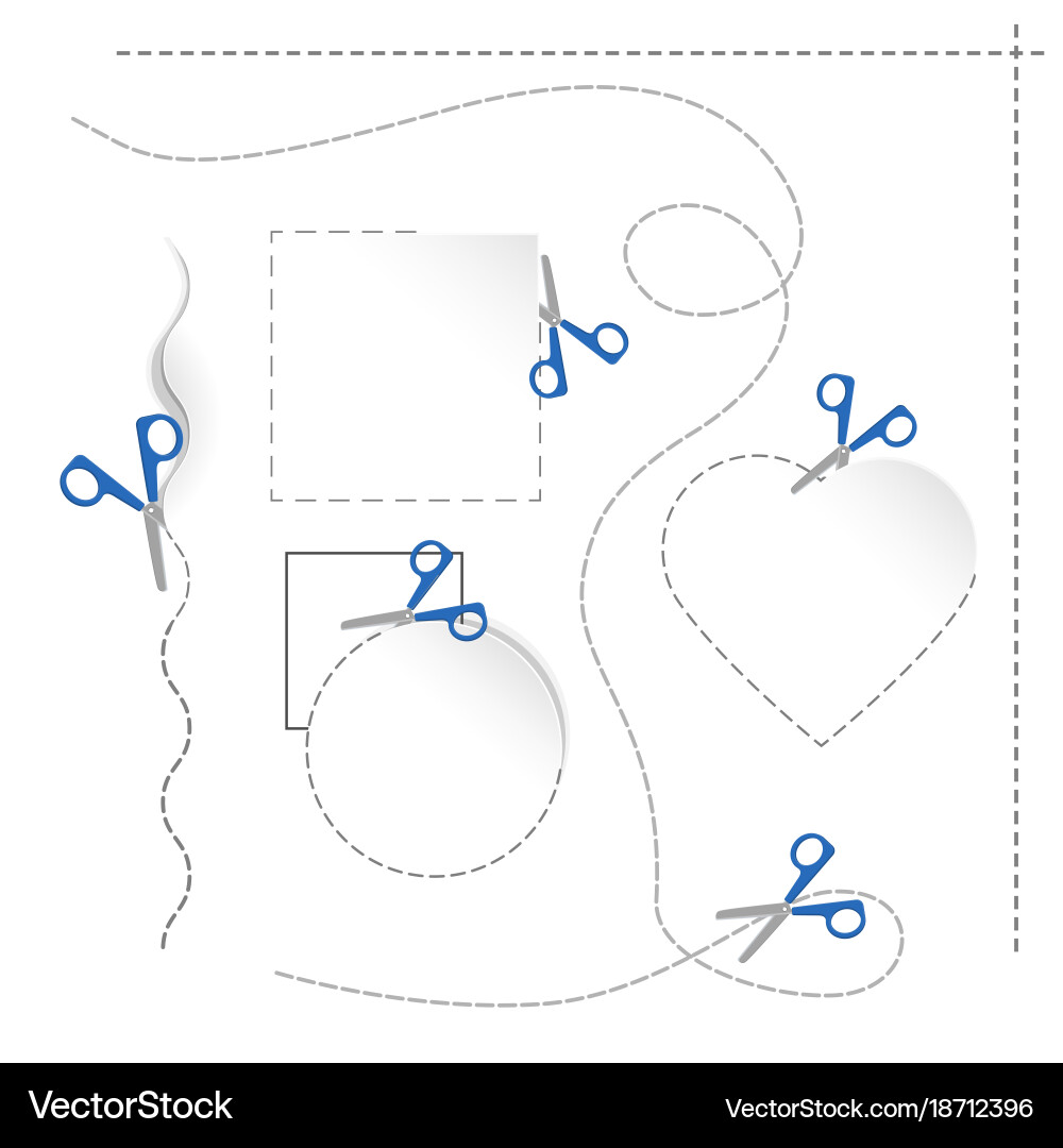 Dashed wavy and straight lines with scissors vector image