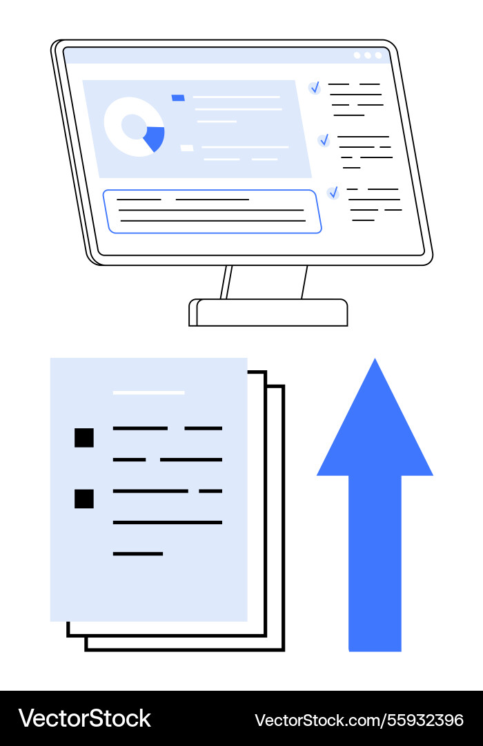 Digital document upload with online interface Digital document upload with online interface vector image