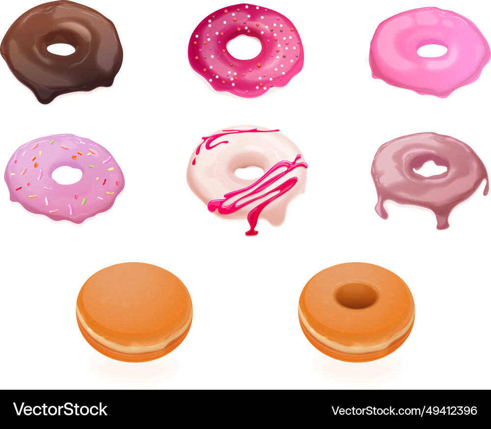 Donut constructor realistic different donuts Donut constructor realistic different donuts vector image