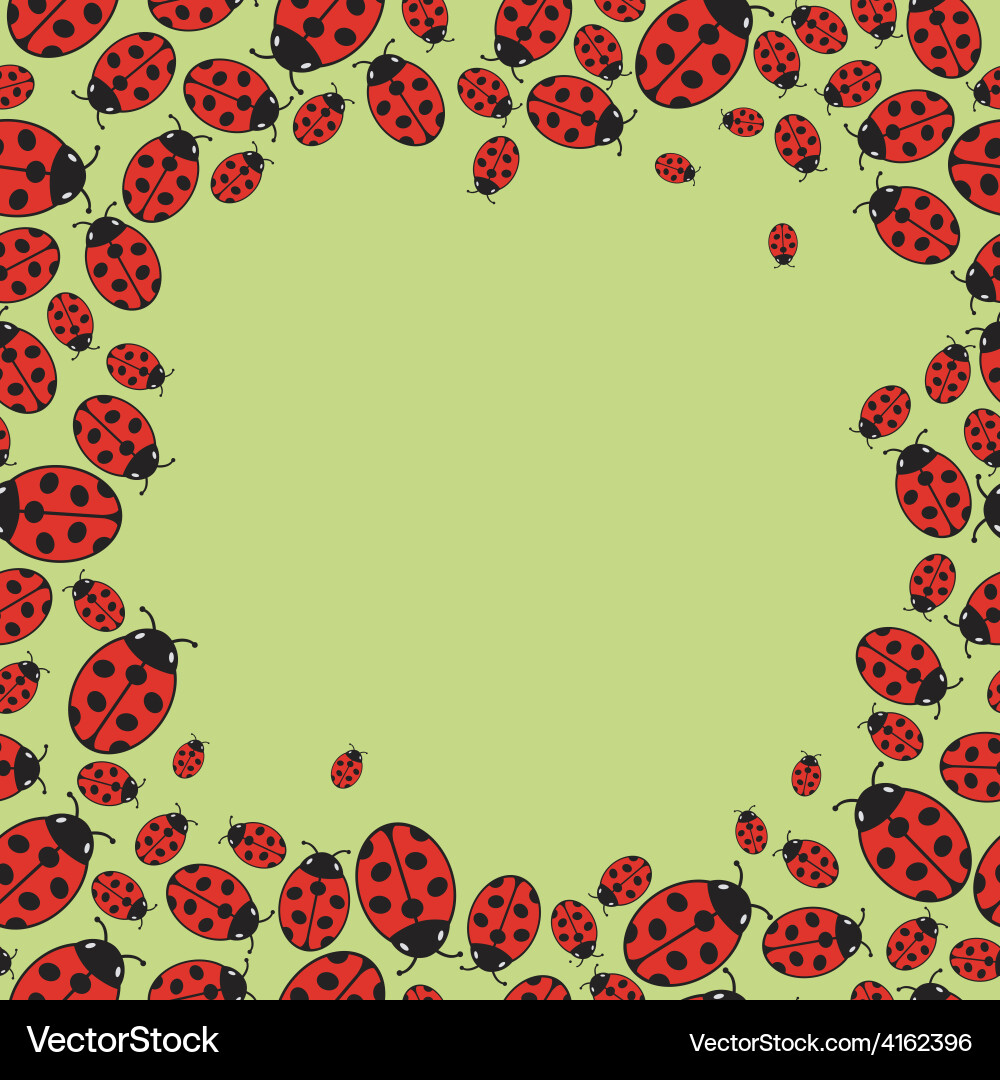 Frame with variegated ladybugs Vector Image