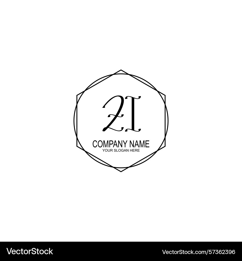 Minimalist handwritten zi initial logos with soft Vector Image