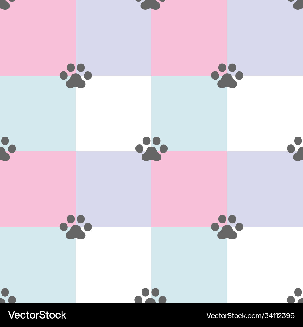 Patchwork Quilt Pattern with Paw Prints Vector Image