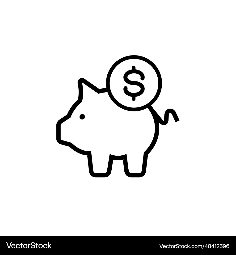 Piggy bank fully scalable icon in outline Piggy bank fully scalable icon in outline vector image