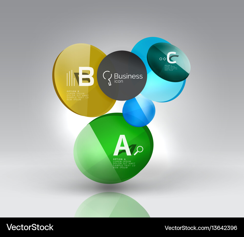 Shiny circles with text in 3d space Shiny circles with text in 3d space Vector Image