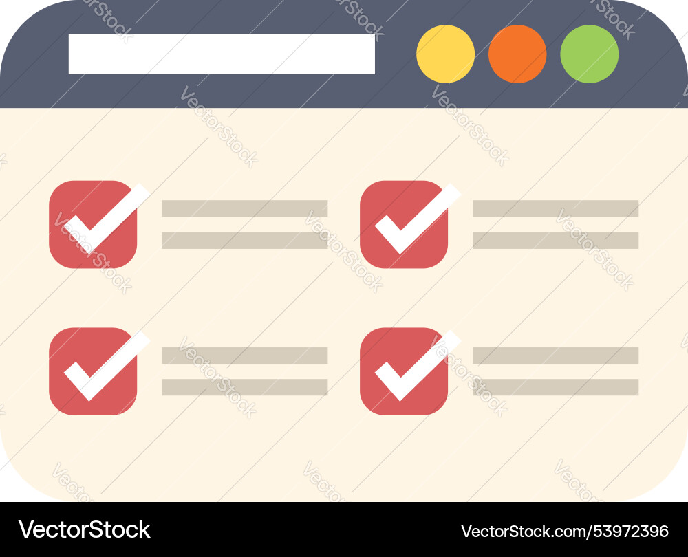 Website mit Checkmarks für abgeschlossene Aufgaben Website mit Checkmarks für abgeschlossene Aufgaben vektorbild