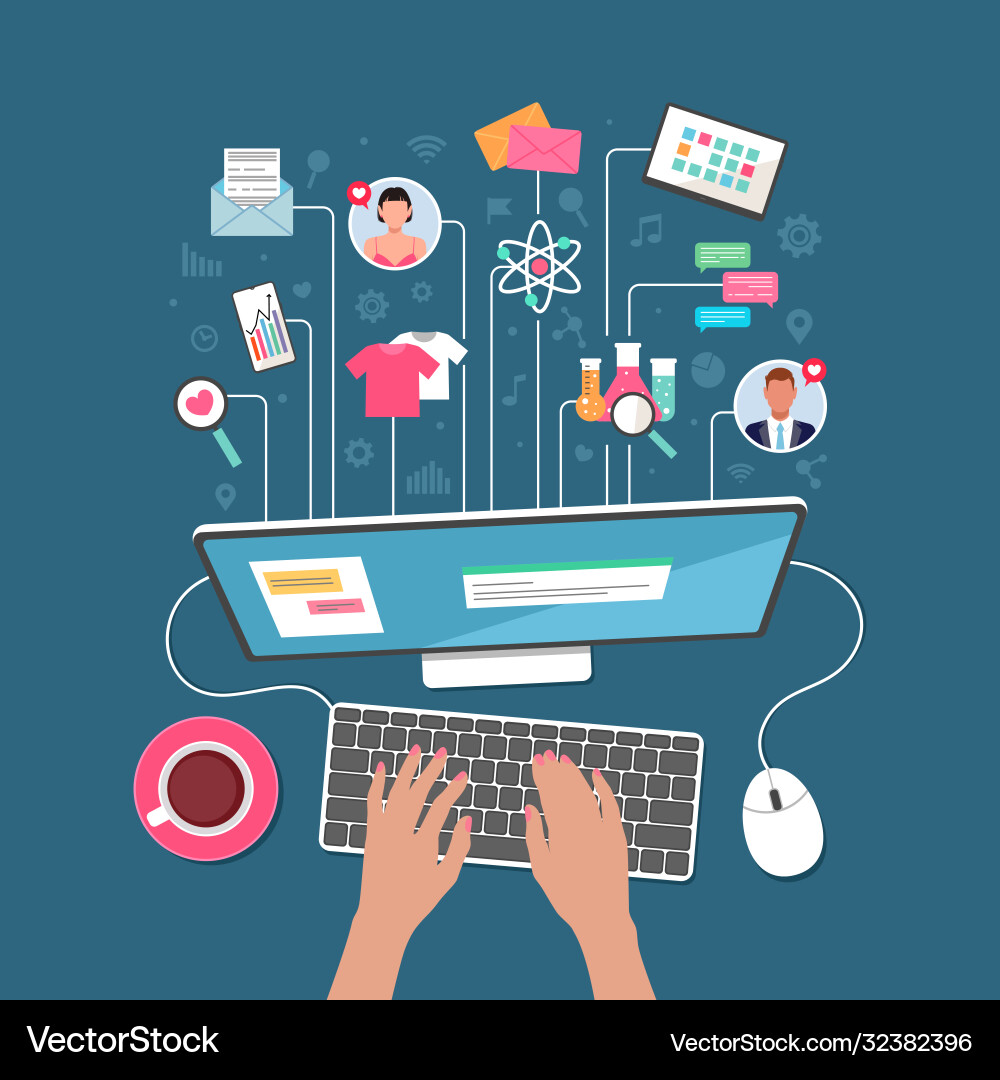 Work on computer Work on computer vector image