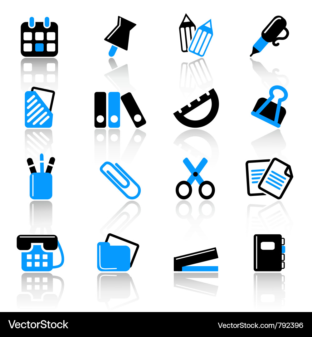 Writing & Stationery Icons Vector Image