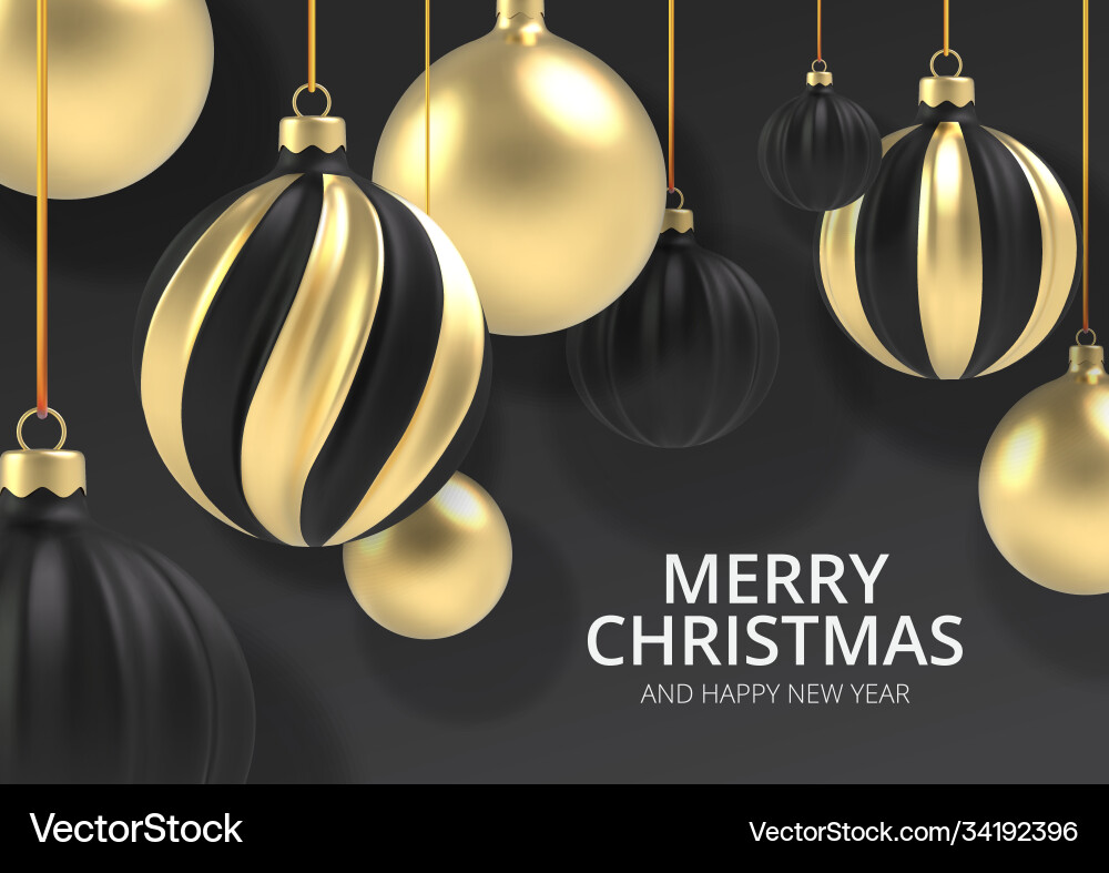 Xmas background gold christmas ball in realistic Xmas background gold christmas ball in realistic vector image