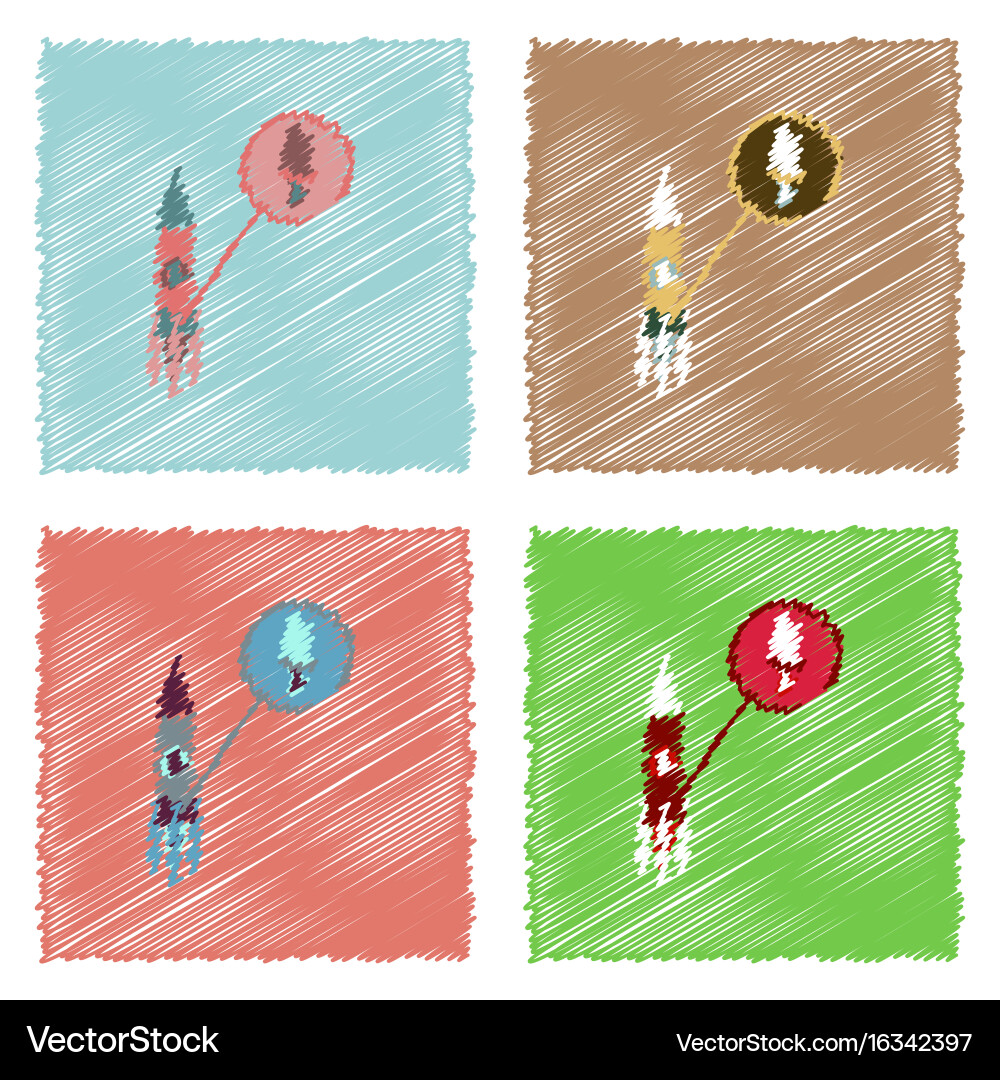 Flat icon design collection rocket and engine Vector Image