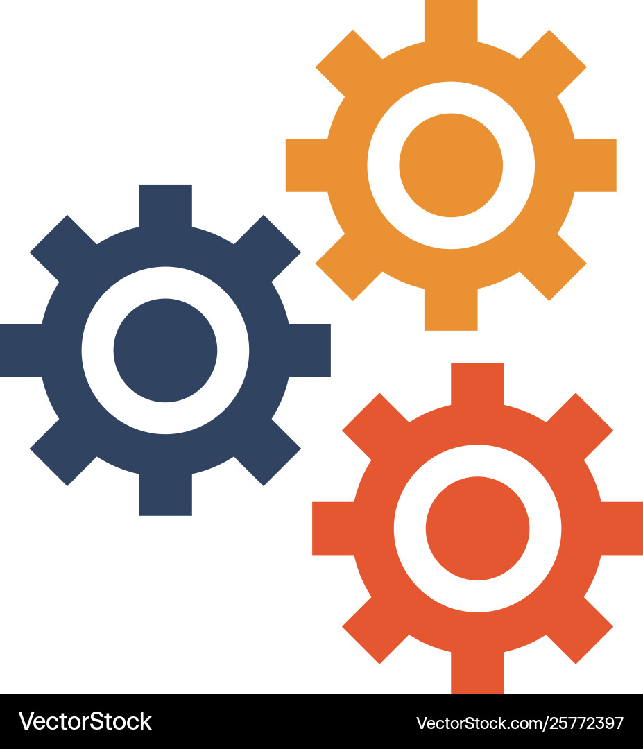 Gears machinery pieces working symbol isolated Gears machinery pieces working symbol isolated vector image
