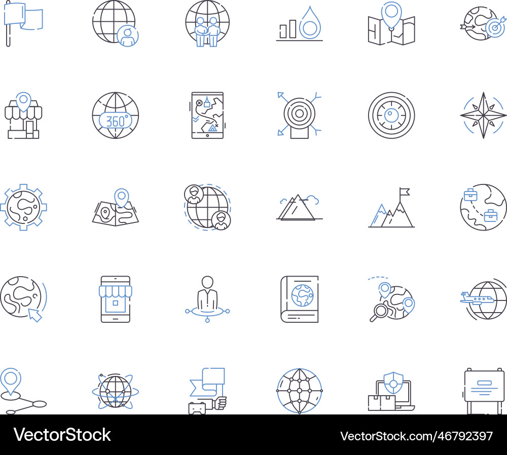 Geolocation line icons collection tracking vector image