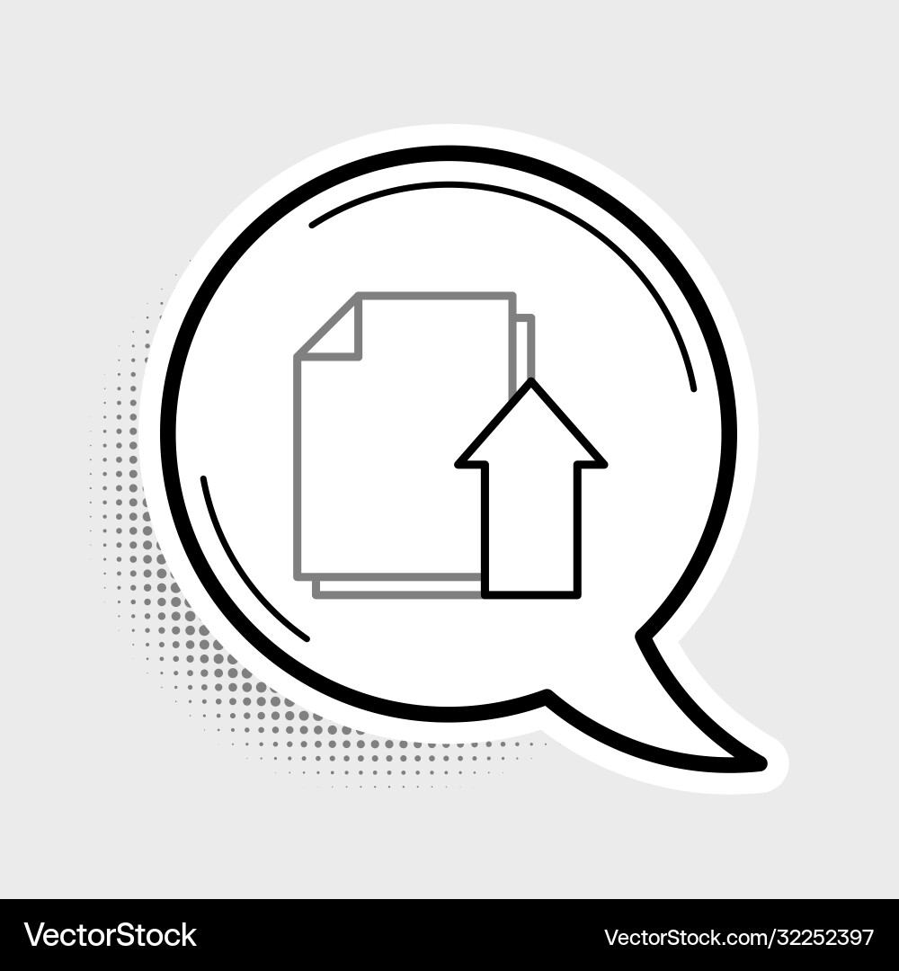 Line upload file document icon isolated on grey Line upload file document icon isolated on grey vector image