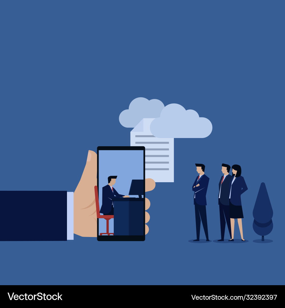 Man send file through cloud metaphor online Man send file through cloud metaphor online Vector Image