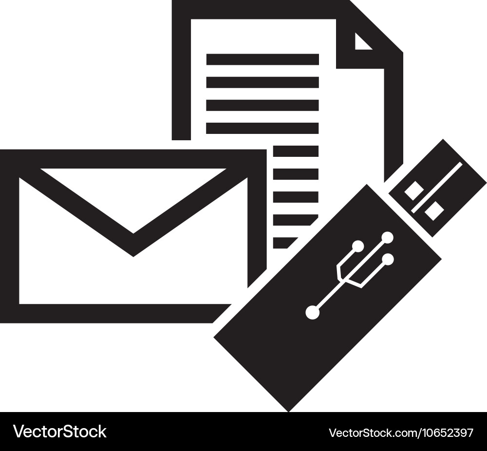 Message envelope and usb drive icon vector image