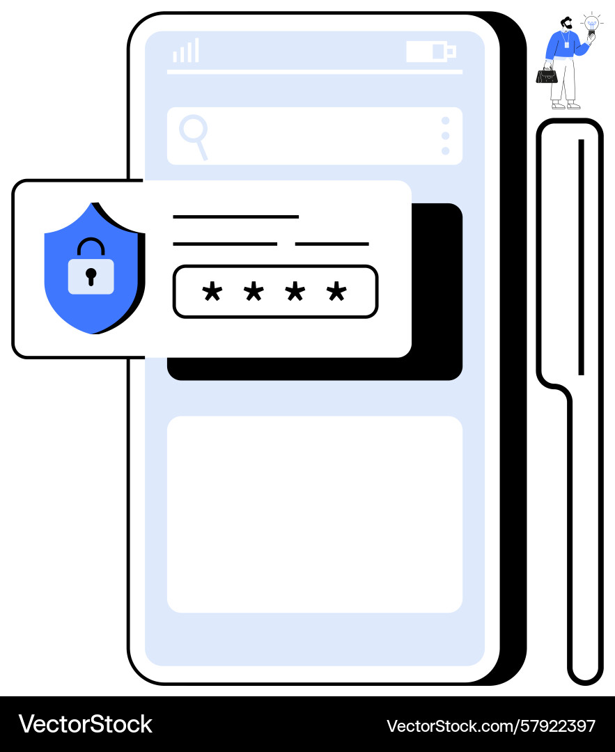 Mobile app login with password input and secure Mobile app login with password input and secure vector image