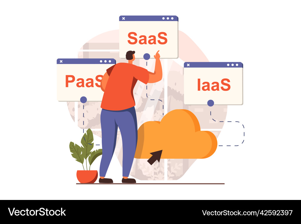 Saas web concept in flat design Vector Image