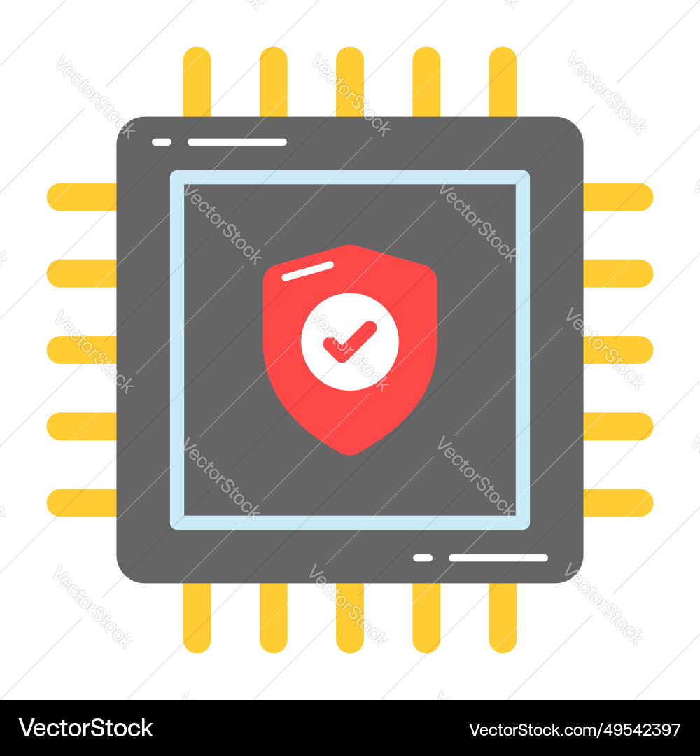 Safety shield on processor showing concept vector image