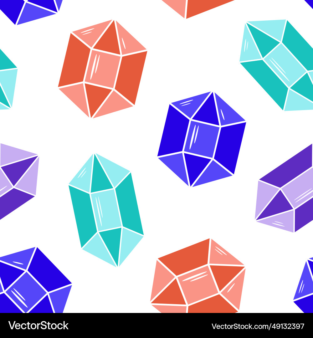 Seamless pattern with precious stones isolated Vector Image
