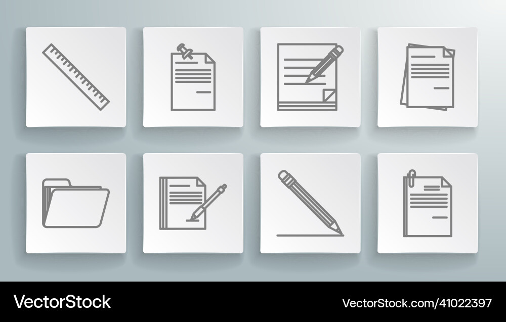 Set line document folder note paper with pinned Set line document folder note paper with pinned vector image