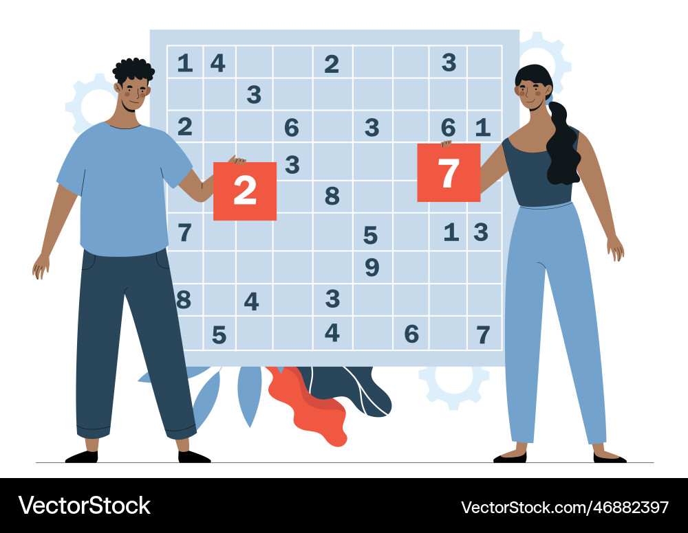 Sudoku Puzzle Solving vector image