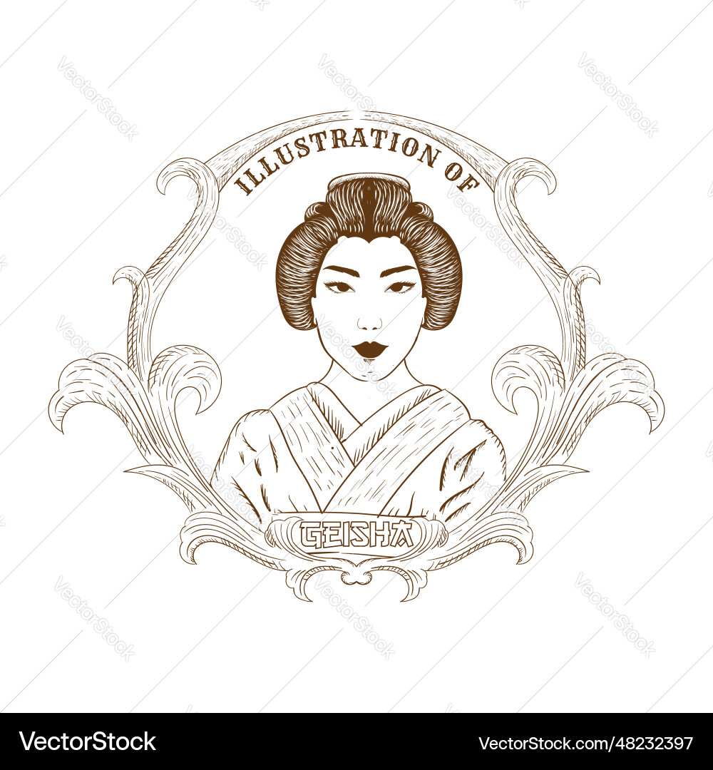 Vintage Skizze Schönheit japanisch Frau geisha Vintage Skizze Schönheit japanisch Frau geisha vektorbild