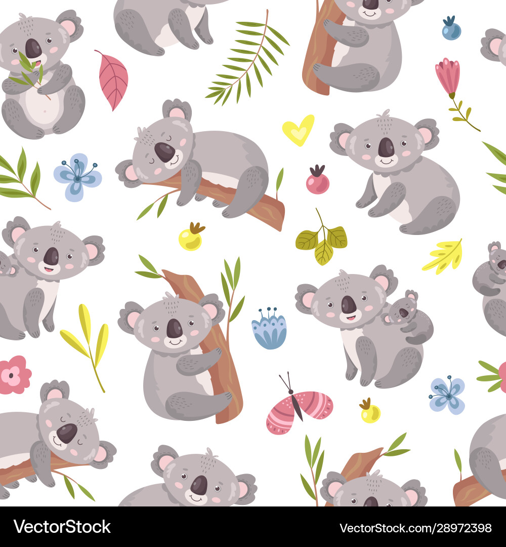 Adorable Koala Seamless Pattern vector image