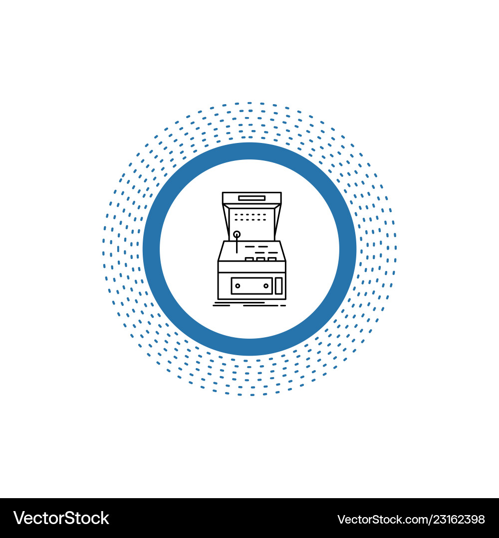 Arcade console game machine play line icon Arcade console game machine play line icon vector image