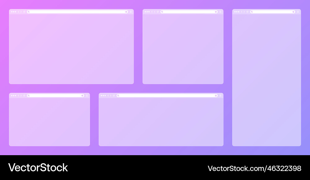 Blank transparent web browser window with toolbar vector image