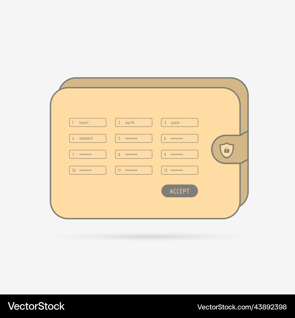 Crypto wallet with recovery seed phrase flat – Royalty-Free Vector |  VectorStock