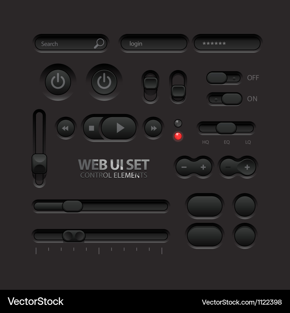 Dark Web UI Elemente - Controls & Buttons vektorbild