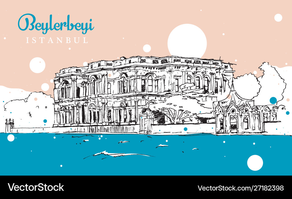 Drawing sketch beylerbeyi palace Drawing sketch beylerbeyi palace vector image