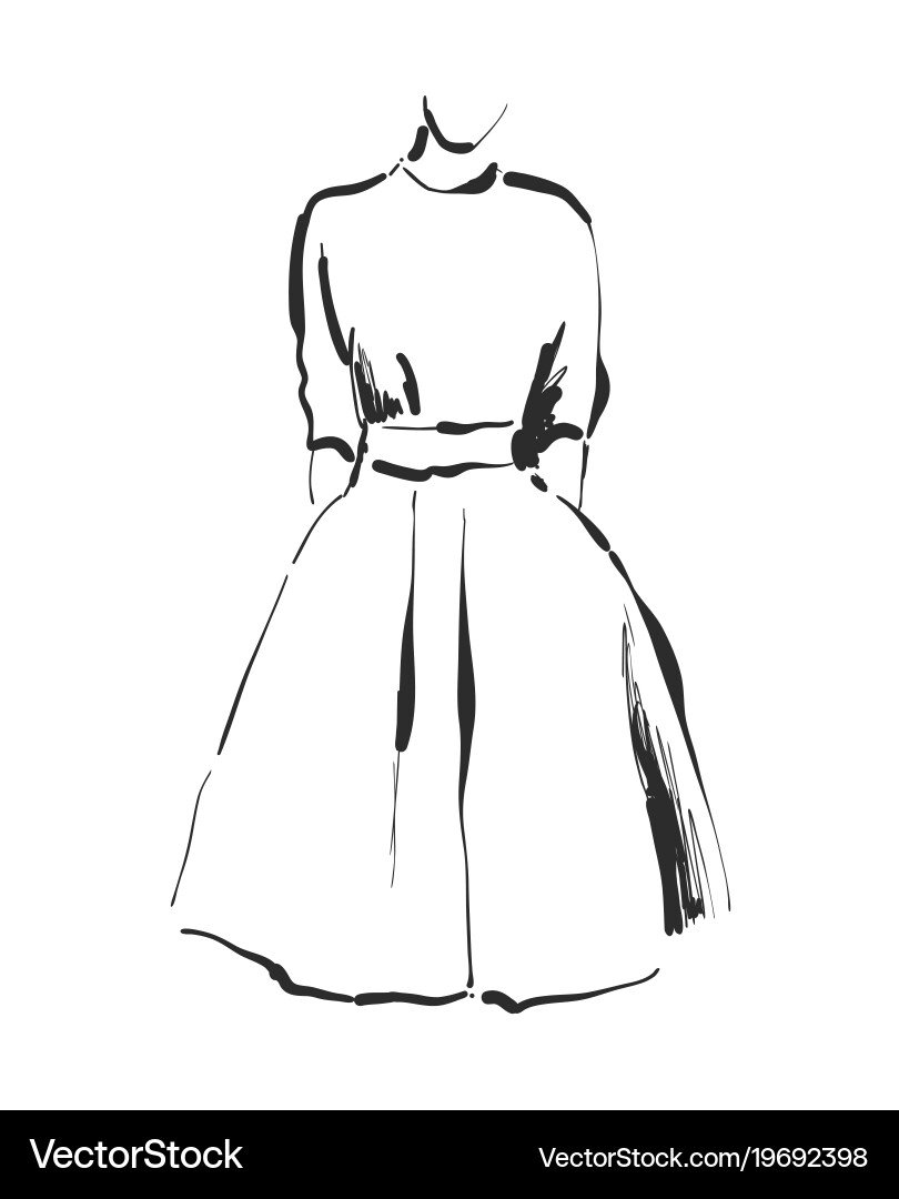 Dress drawing hand drawn clothes sketch  Royalty-Free Vector | VectorStock