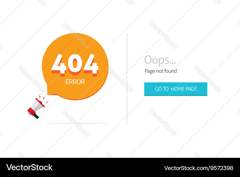 Error 404 page template with oops not found vector image