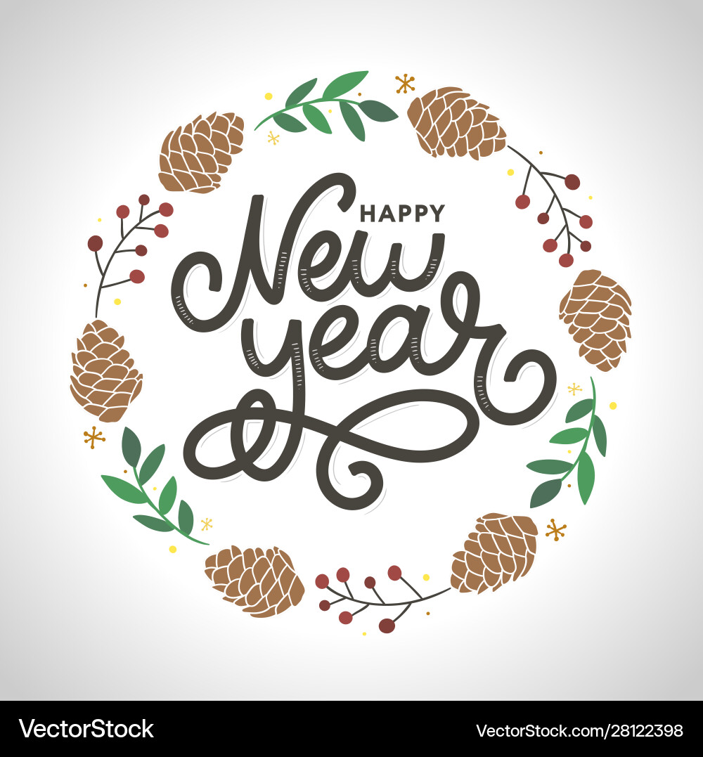 Happy new 2020 year holiday with lettering Happy new 2020 year holiday with lettering vector image