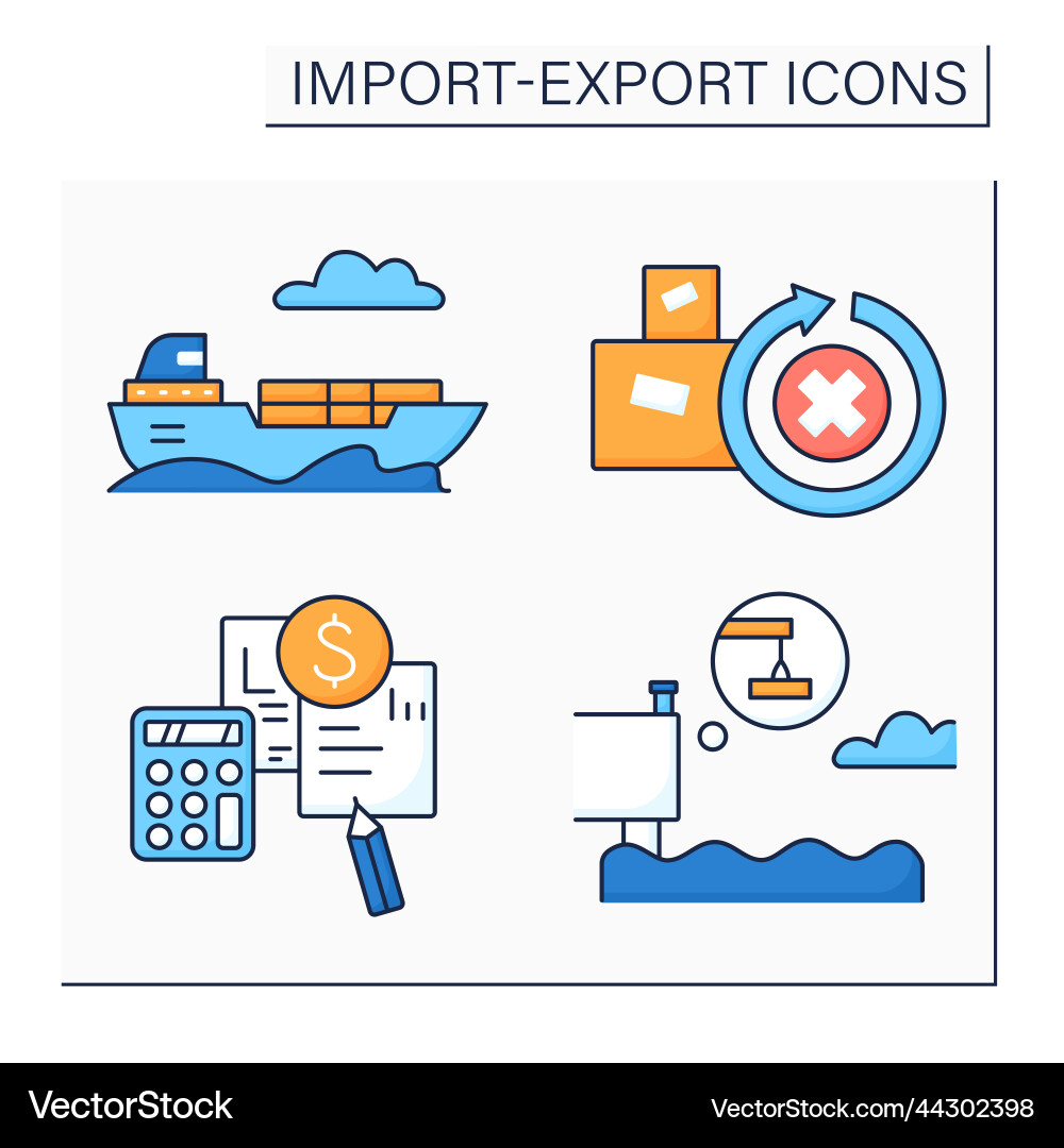 Import and export color icons set Import and export color icons set vector image