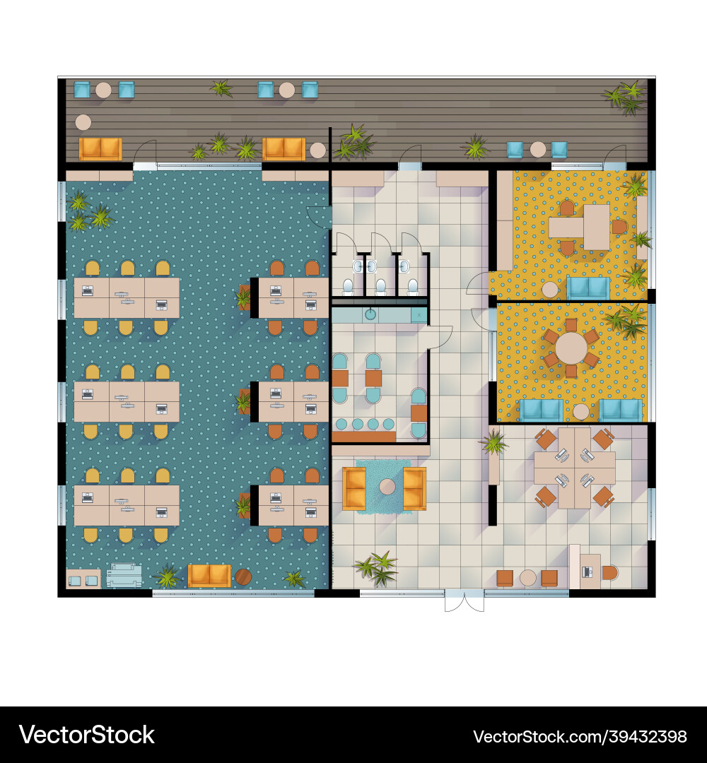 Office floor plan Royalty Free Vector Image - VectorStock