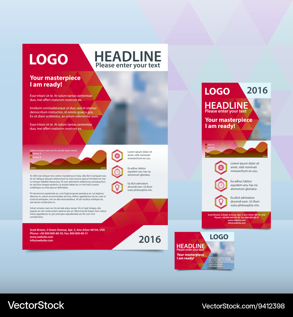 Red annual report with the pattern of triangles vector image