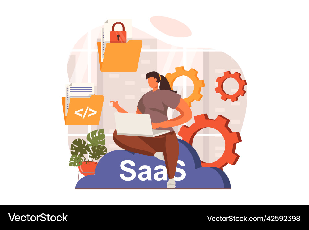 Saas web concept in flat design vector image