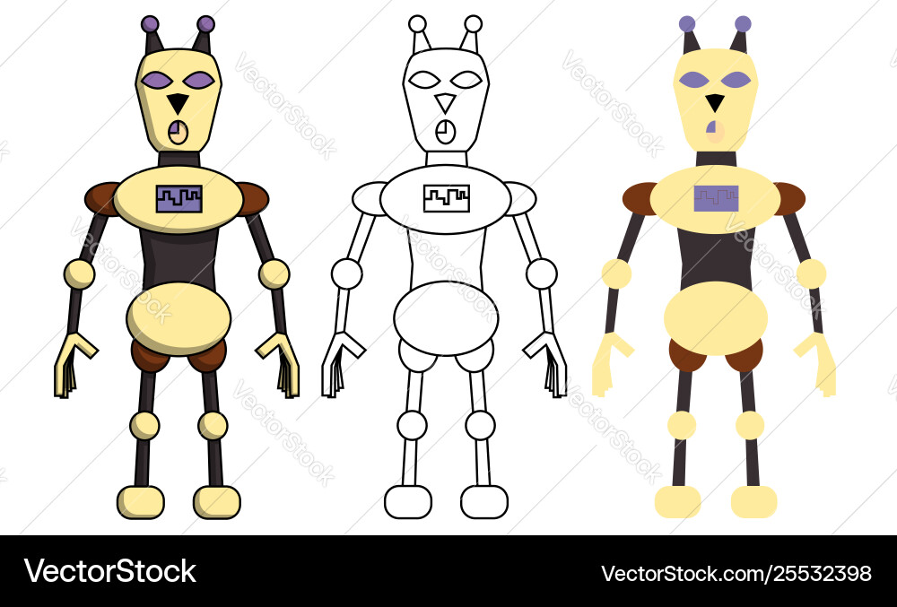 Set robot in different style isolated stock Set robot in different style isolated stock vector image