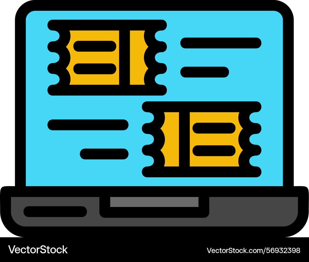 Ticketing system line filled style icon design vector image