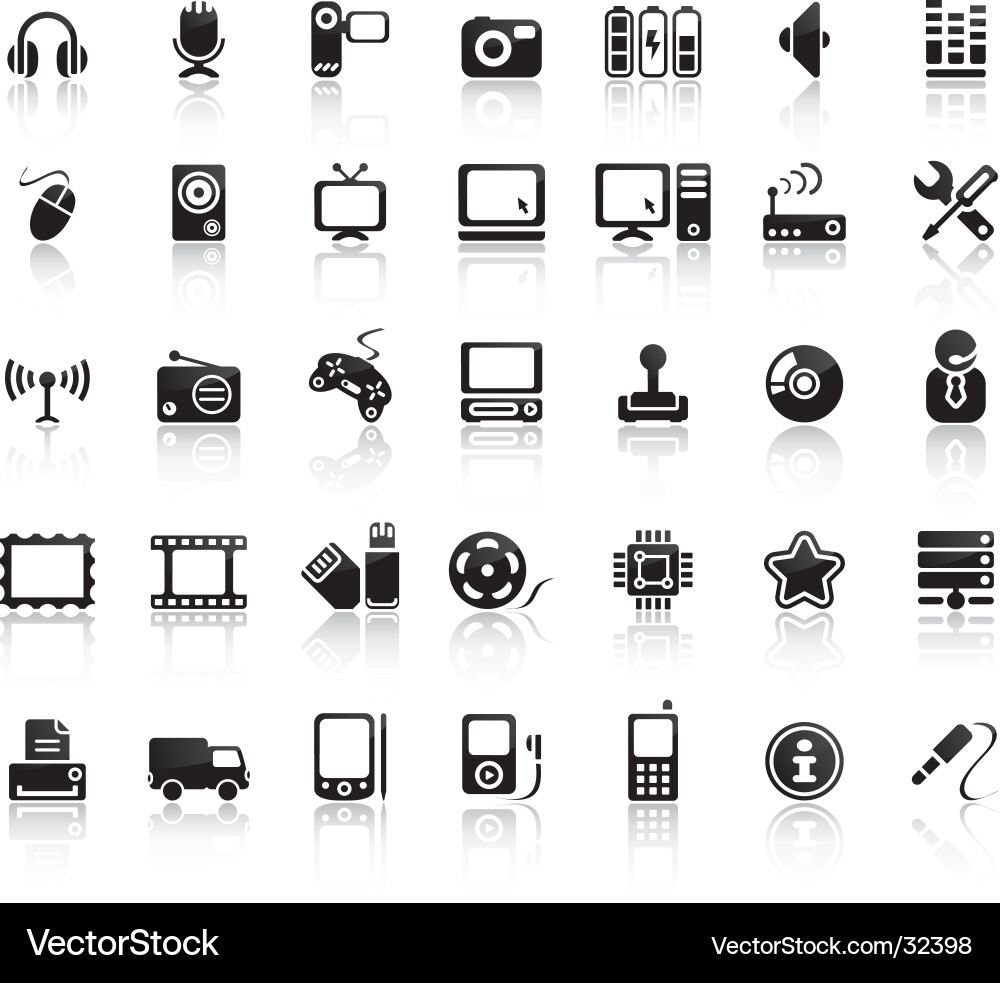 Video & Audio Icon Set Royalty Free Vector Image