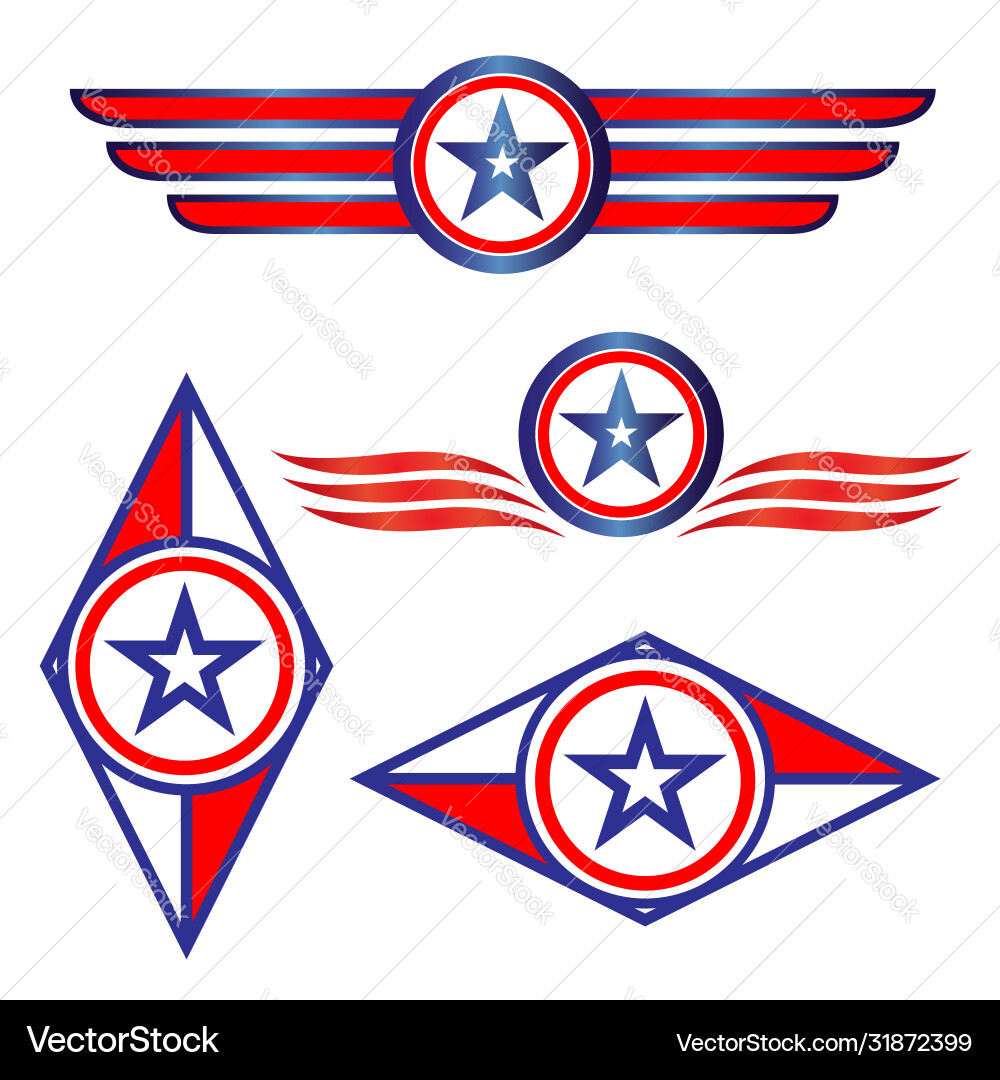American symbols logo emblem icons set American symbols logo emblem icons set vector image