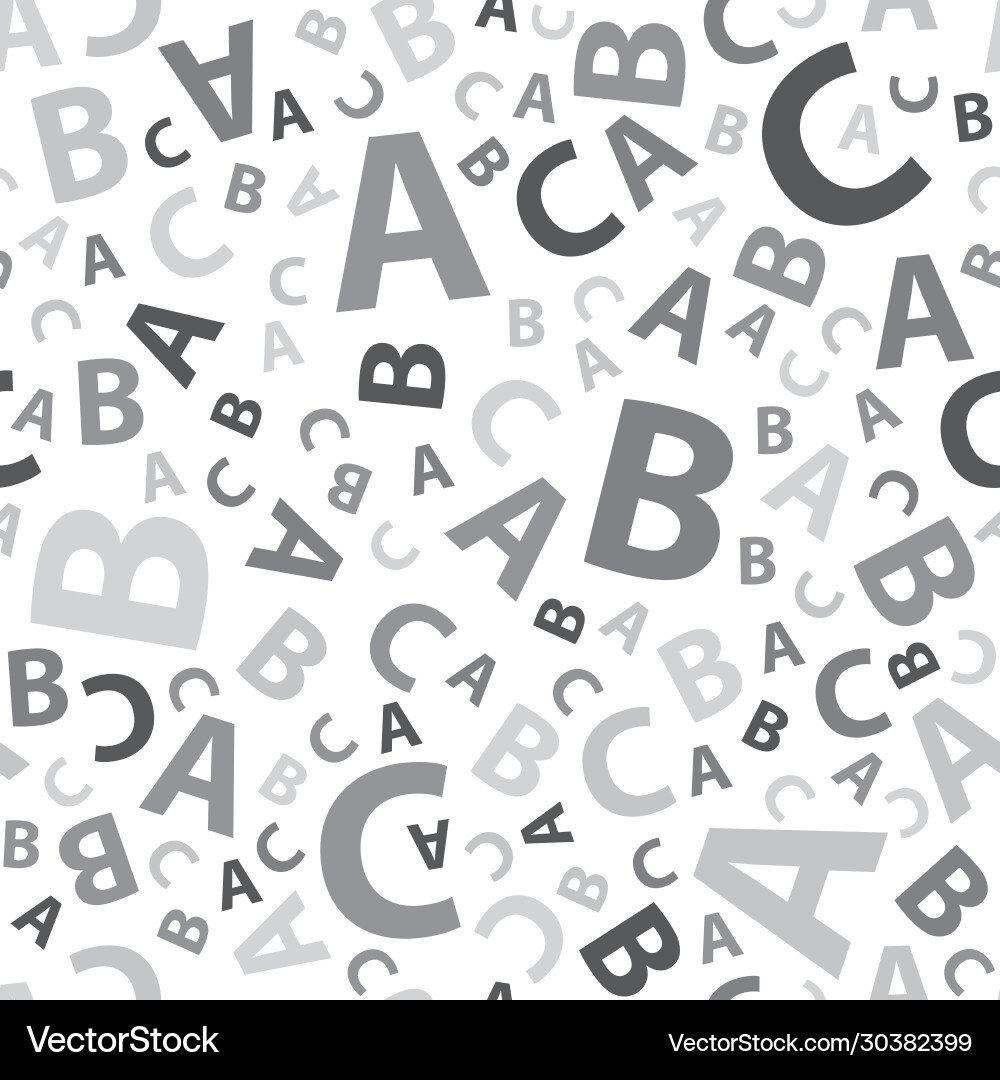 Black and white abc letter background seamless Black and white abc letter background seamless vector image