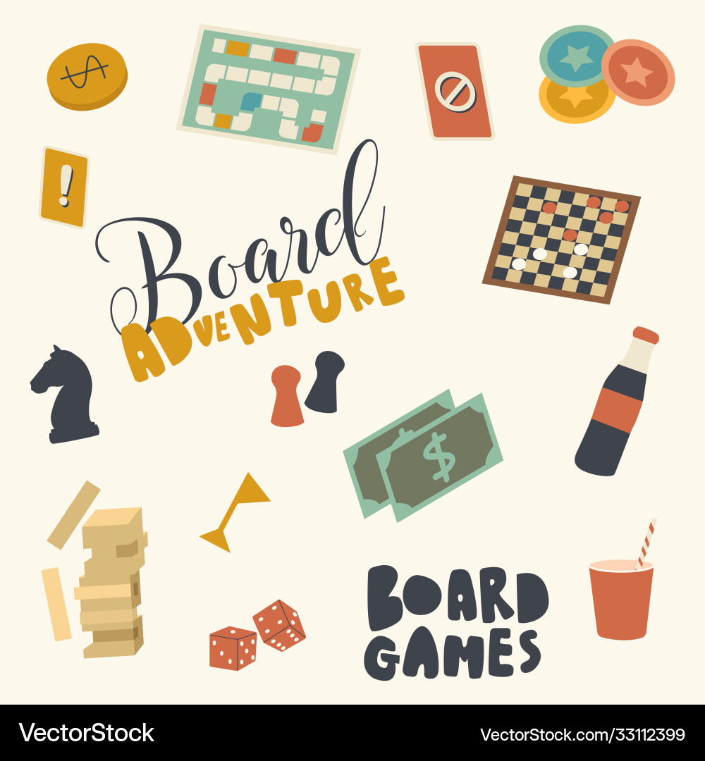 Board Game Icons - Chess & Dice vector image