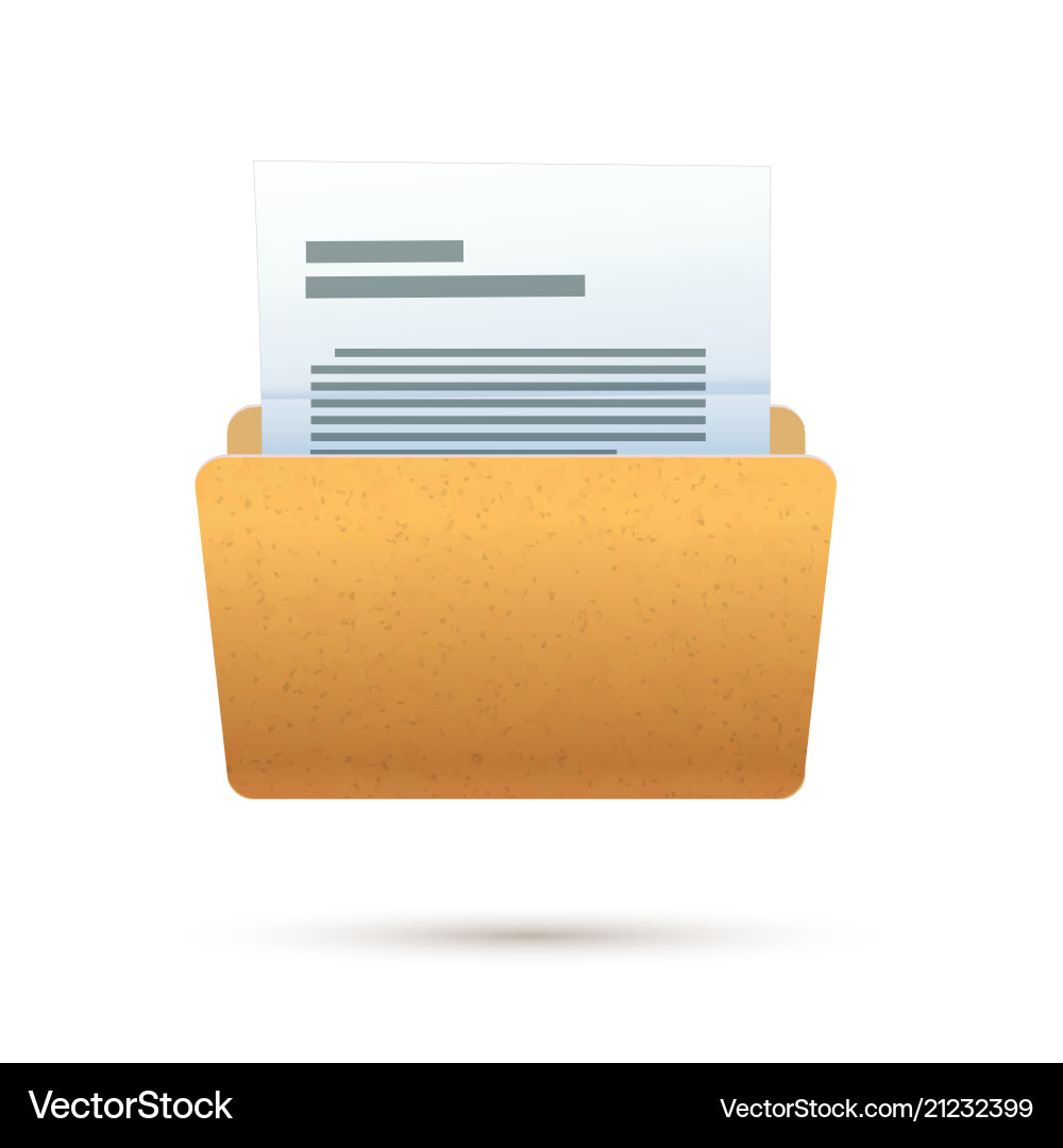 Bright yellow realistic open folder with text Bright yellow realistic open folder with text vector image