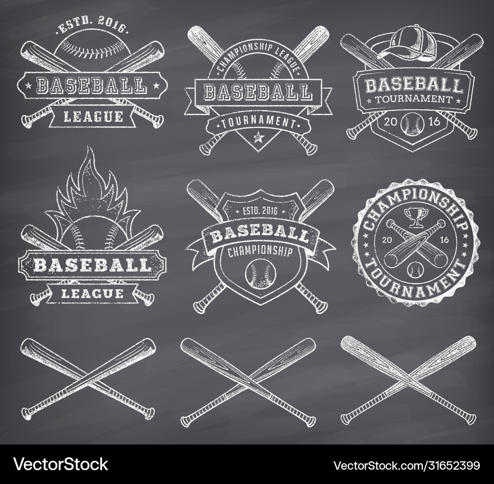 Chalkboard baseball logos Chalkboard baseball logos vector image