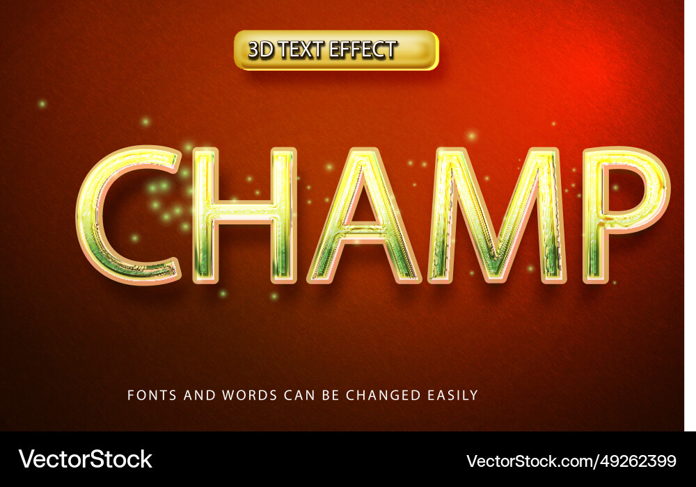 Champ 3d editable text effect style vector image