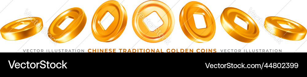 Chinese traditional golden coins set Chinese traditional golden coins set vector image