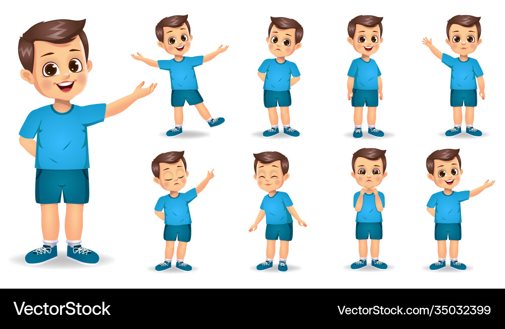 Cute boy character set Cute boy character set vector image