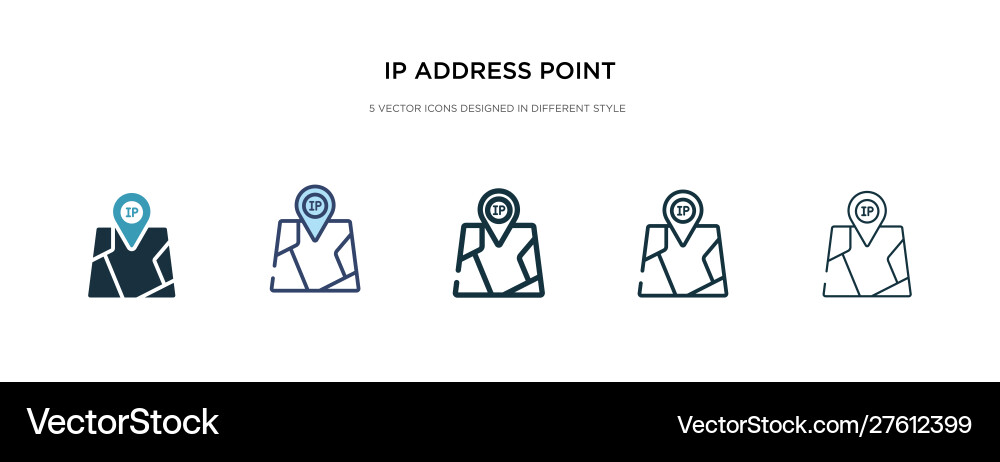 Ip address point locator icon in different style vector image
